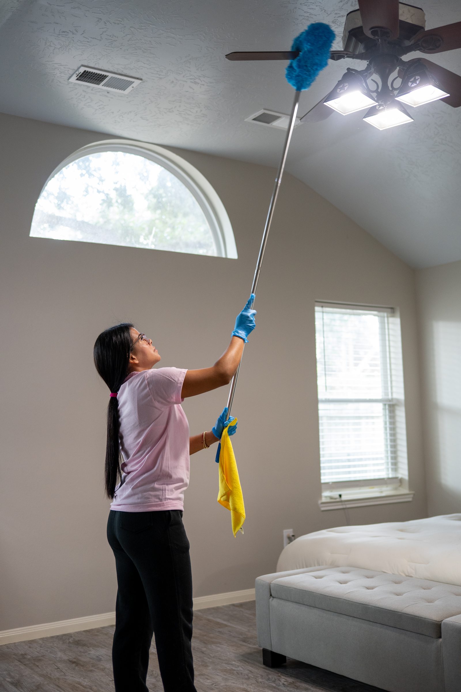 Dusting a ceiling fan and the high corners