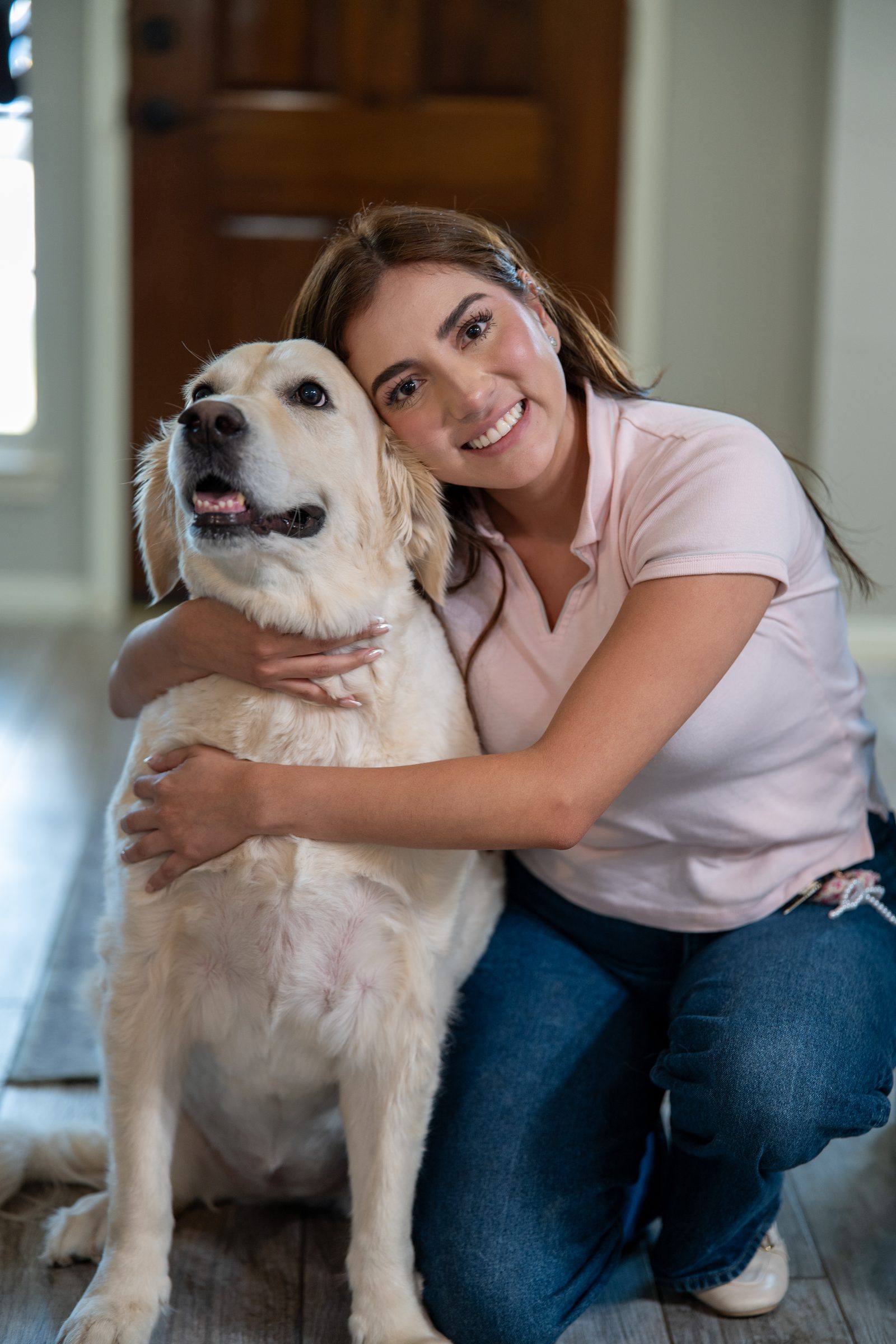 A golden retriever at a Houston home. Pet hair is part of the profile.